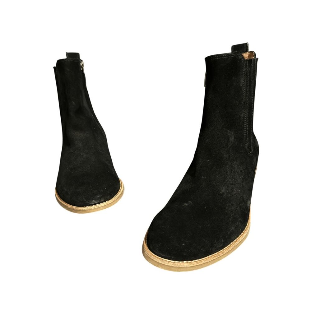 Paul Green Black Suede Ankle Boots with Tan Sole
